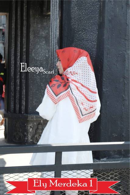 HIJAB SEGIEMPAT MERAH PUTIH || Eleeya scarf