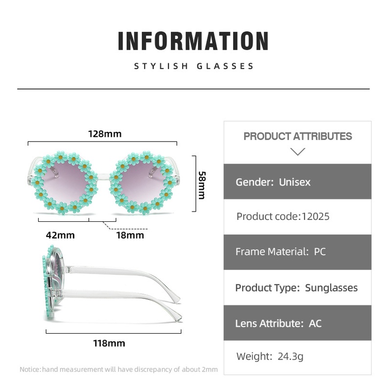 Kacamata Hitam Pelindung UV UV400 Bingkai Bulat Kecil Motif Daisy Untuk Anak Laki-Laki Dan Perempuan