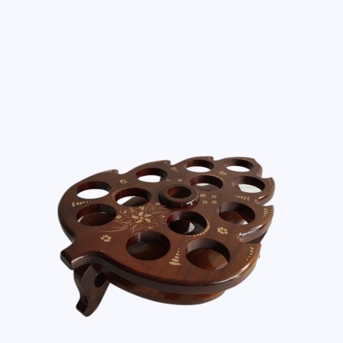 MD2H Tempat Gelas Aqua Kayu Jati Daun Isi 12 Lubang Rak Minuman Estetik
