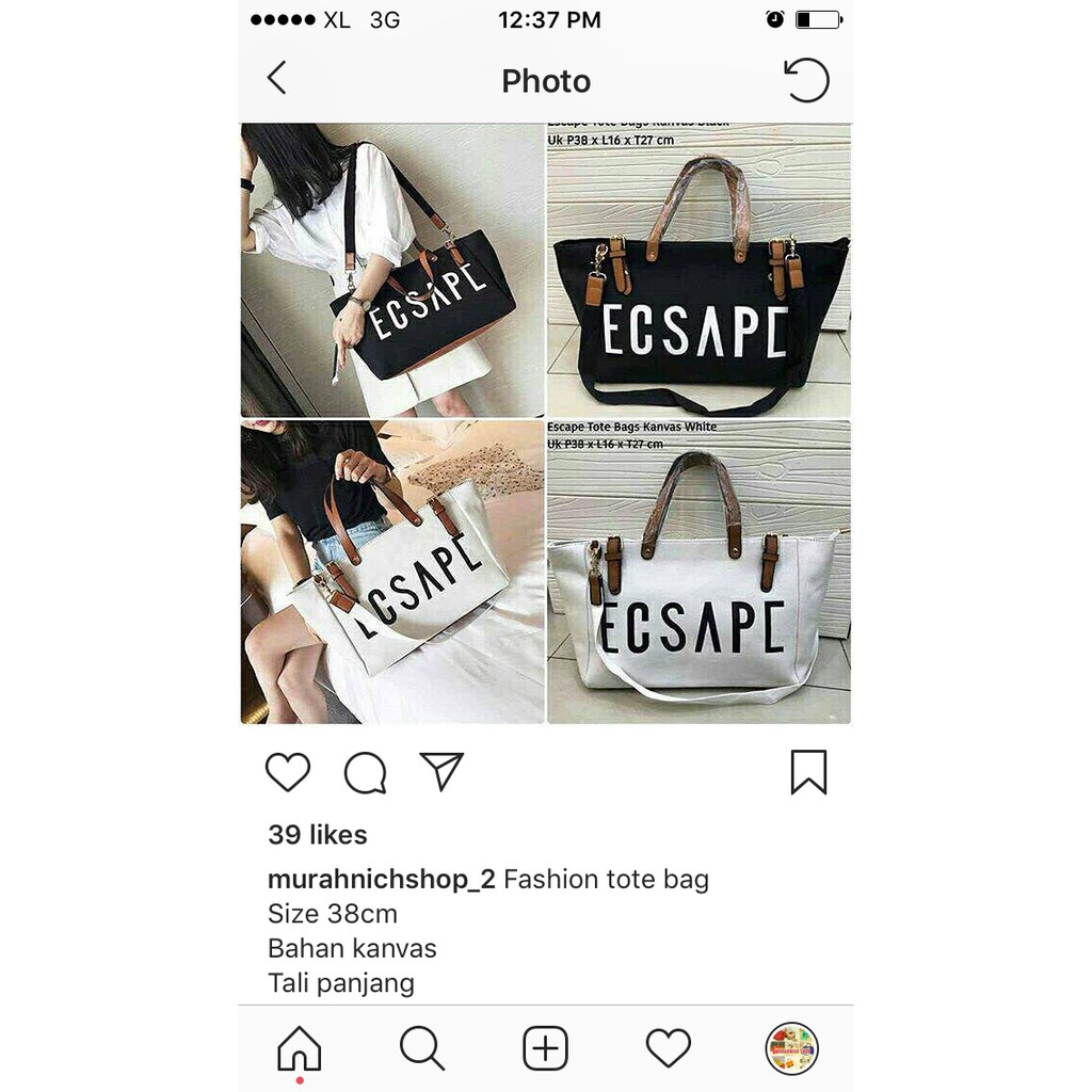 Tas Wanita import/ Fashion branded totebag/ Totebag Escape