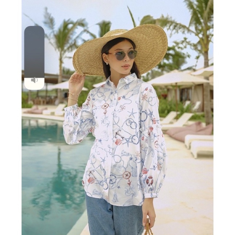 PRELOVED Benang Jarum NAUTICAL SHIRT WHITE (size S)