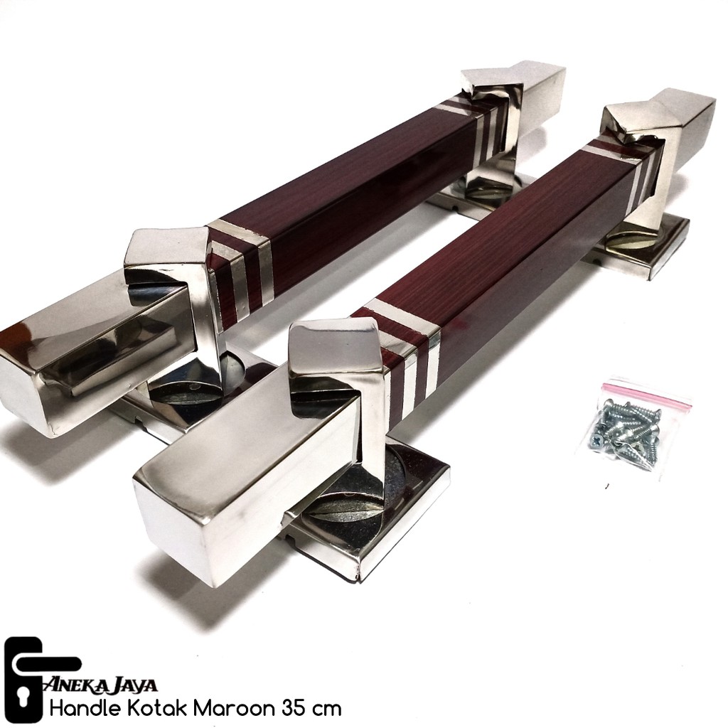 Handle Pintu Rumah / Tarikan Pintu Rumah / Gagang Pintu Rumah Stainless kotak maroon 35 cm dan 45 cm