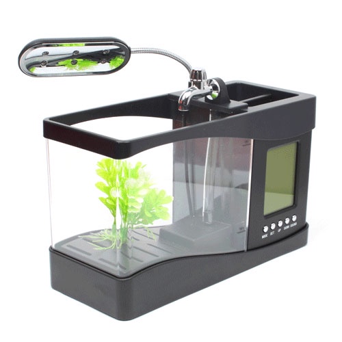 Aquarium Mini Fish Tank with Running Water - LS0404 - Black