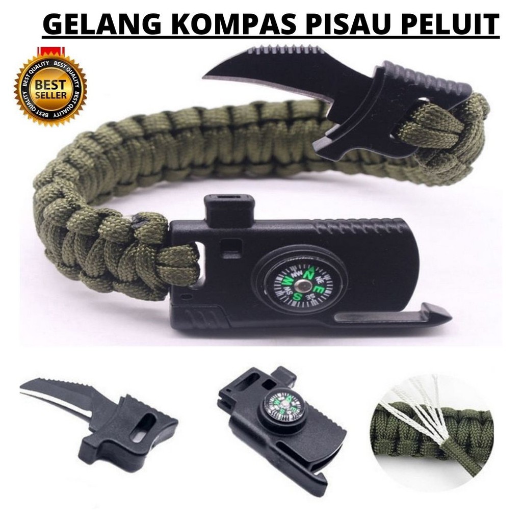 Gelang Tali Paracord Serbaguna Pisau Peluit Kompas Pemantik Api  111153