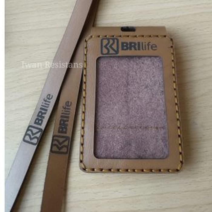 Jual ID Card Holder Kulit Asli Name Tag Kulit Asli Id Card Costum Nama Shopee Indonesia