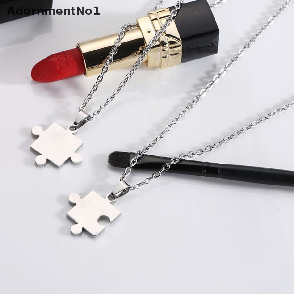 (AdornmentNo1) 1 Pasang Kalung Rantai Dengan Liontin Puzzle Untuk Pria / Wanita