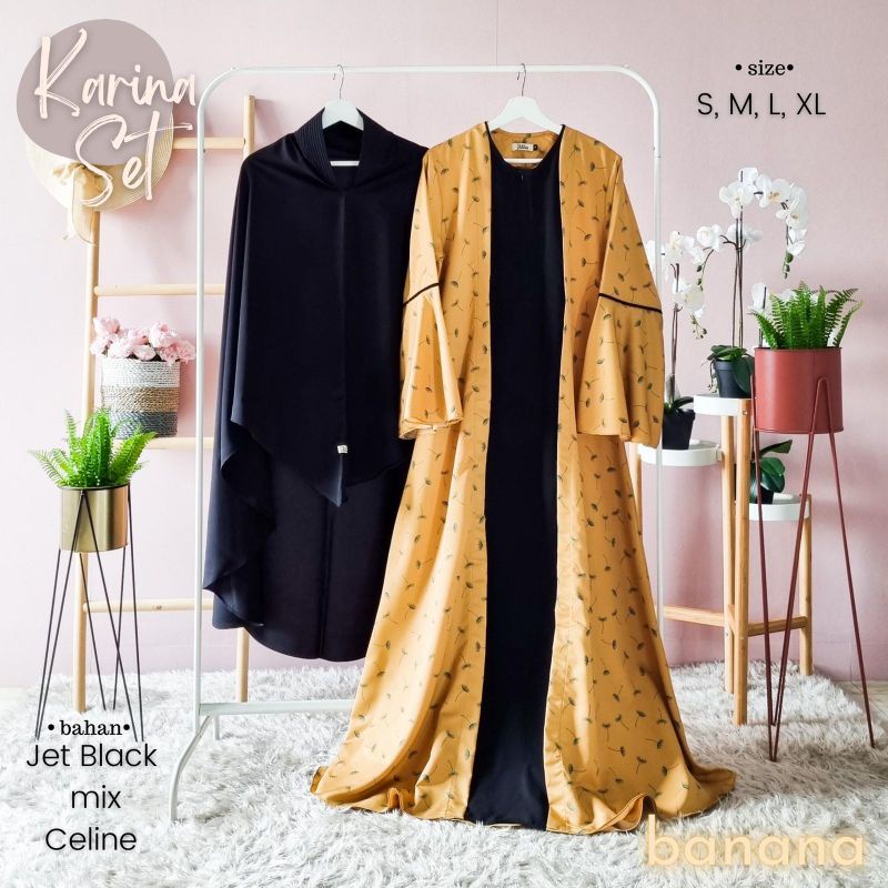 Karina set by citra | Gamis set Jetblack premium | Gamis set syar'i  cadar premium