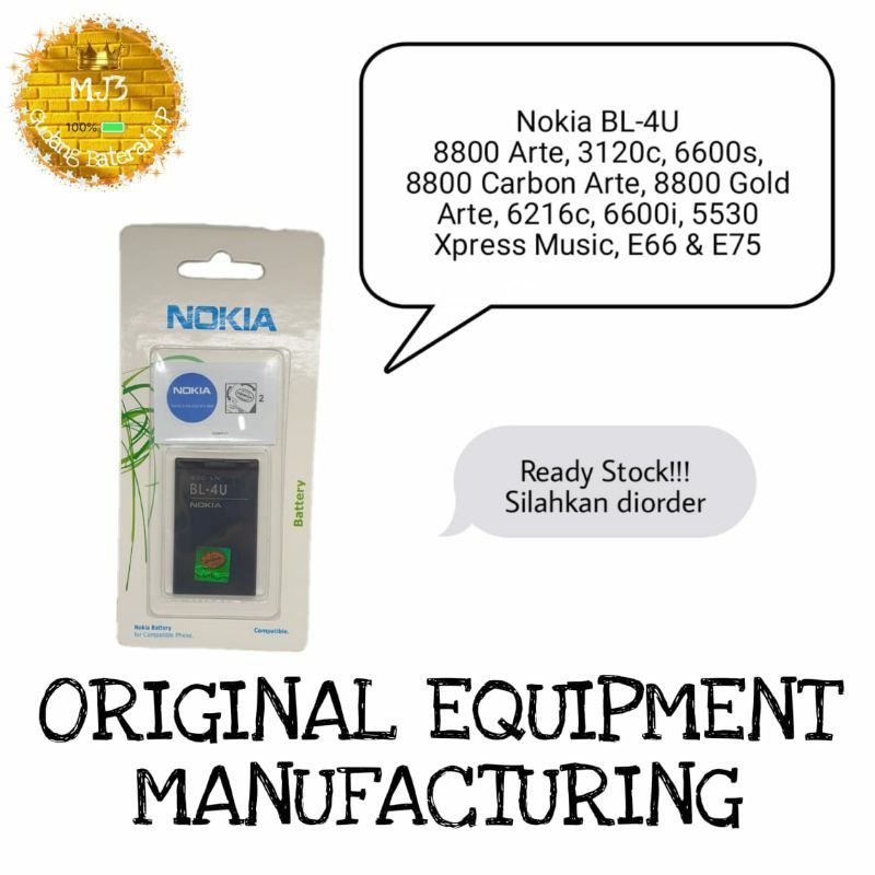 Baterai Nokia BL-4U BL 4U 3120C n206 asha 210 8800 sapphire arte Battery Batrei Kualitas Original
