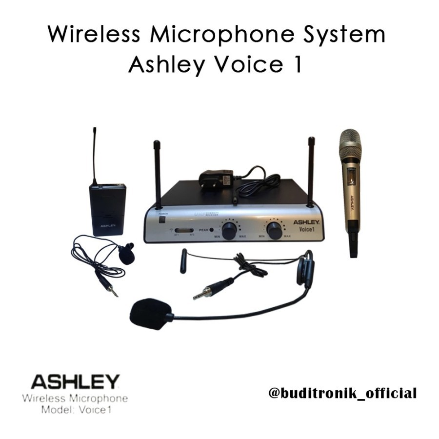 Mic Microphone Wireless Ashley Voice 1 Pegang Dan Jepit (PJH)