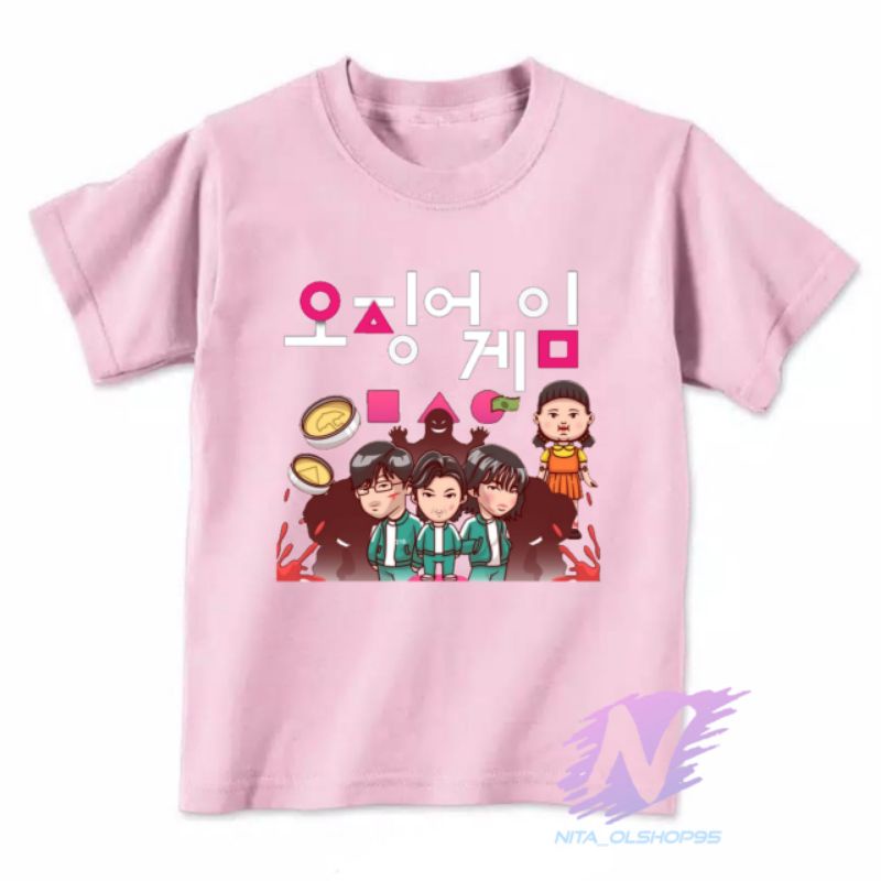 squid game kaos anak karakter logo baju squid