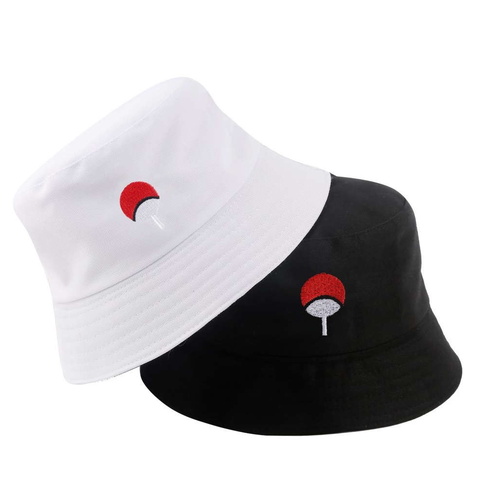 Topi Bucket Motif Bordir Naruto Uchiha Gaya Kasual Untuk Pria Dan Wanita