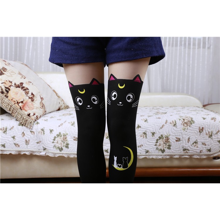 PH-12 pantyhose stocking black cat kucing hitam sailor moon legging