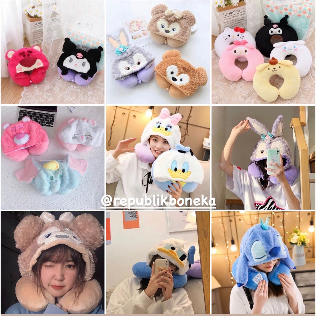 BANTAL LEHER BONEKA NECK PILLOW DUMBO DONALD DUCK WINNIE THE POOH KARAKTER