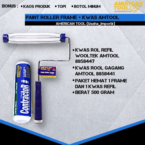 Kuas Roll dan Gagang Kuas Roll American Tool Original Kuas Roll Cat Dinding Refil Roll Cat Roll Busa