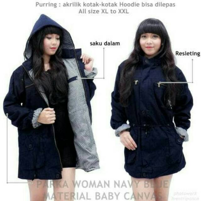 PARKA CEWEK L/XL/ XXL / XXXL / PARKA JUMBO / JAKET PARKA WANITA / JAKET WANITA PARKA HOODIE