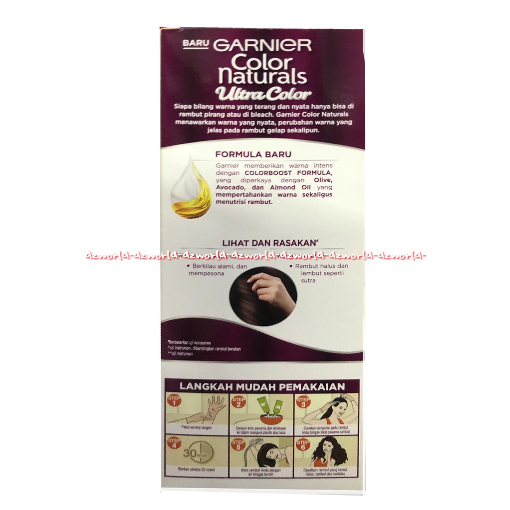 Garnier Color Natural 6.2 Plum Red Merah Plum Cat Rambut Ultra Color Hair Color Pewarna