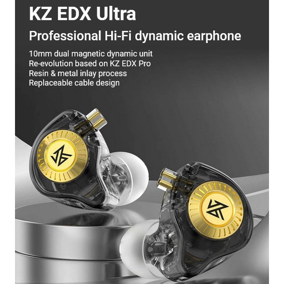 KZ EDX Ultra Basshead Earphone with MIC-HITAM