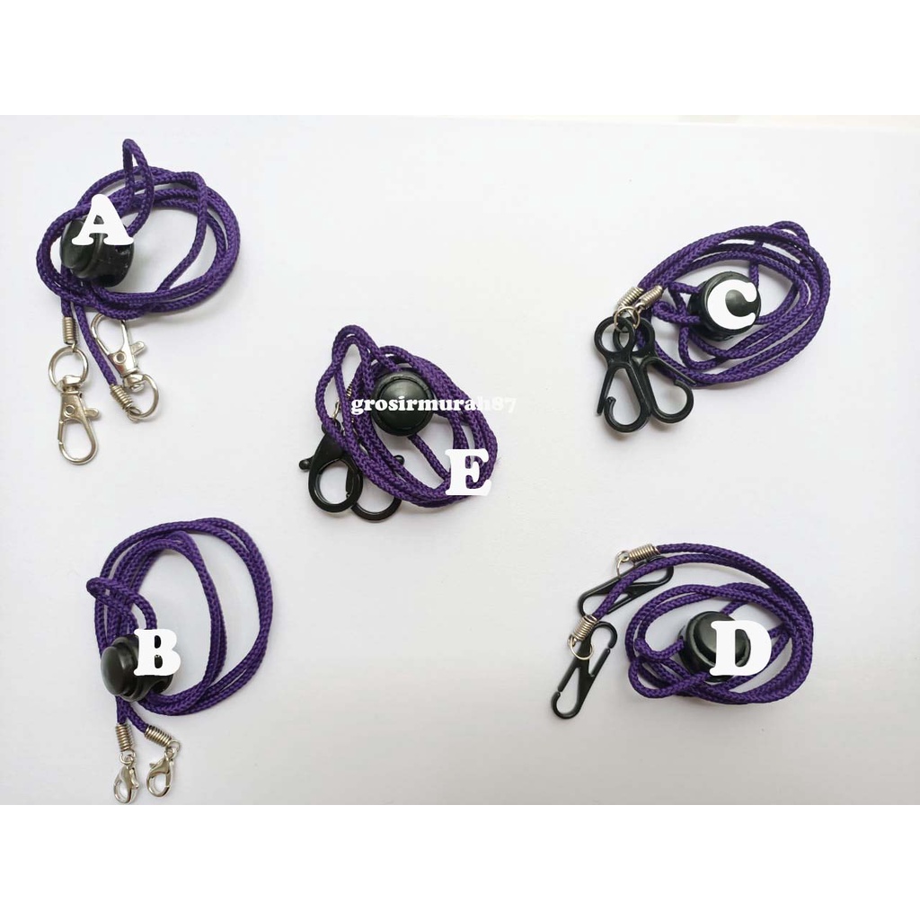 Tali masker dewasa lanyard kalung masker non elastis warna ungu tua ready stok cantolan kokot cantolan besi atau plastik