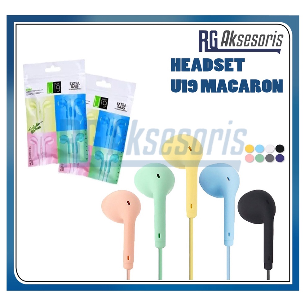 Headset / Handsfree U19 Macaron Hifi Extra Bass Matte Colorfull Earphone Jack 3.5mm With Mic