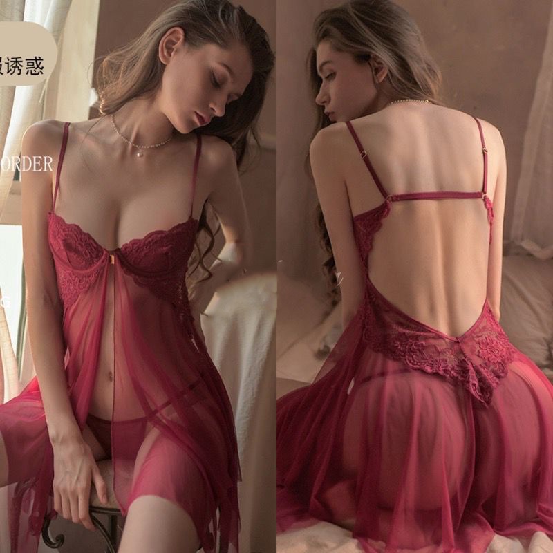 [ LINGERIE MASTER ] - (L-18) Lingerie sexy lace baju tidur sexy wanita / Lingerie dress babydoll underwire / Sleepwear lingerie-L-18 Maroon