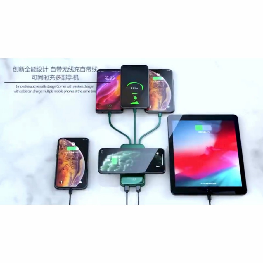 Power Bank 4 in 1 RGK P399 isi Real Full 12.000mAh Wireless Charging