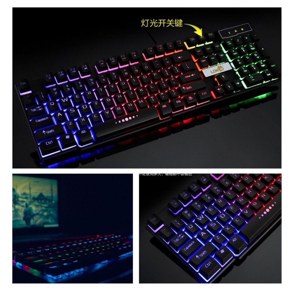 Paket Keyboard Mouse Gaming LED Komputer LDKAI832 111130