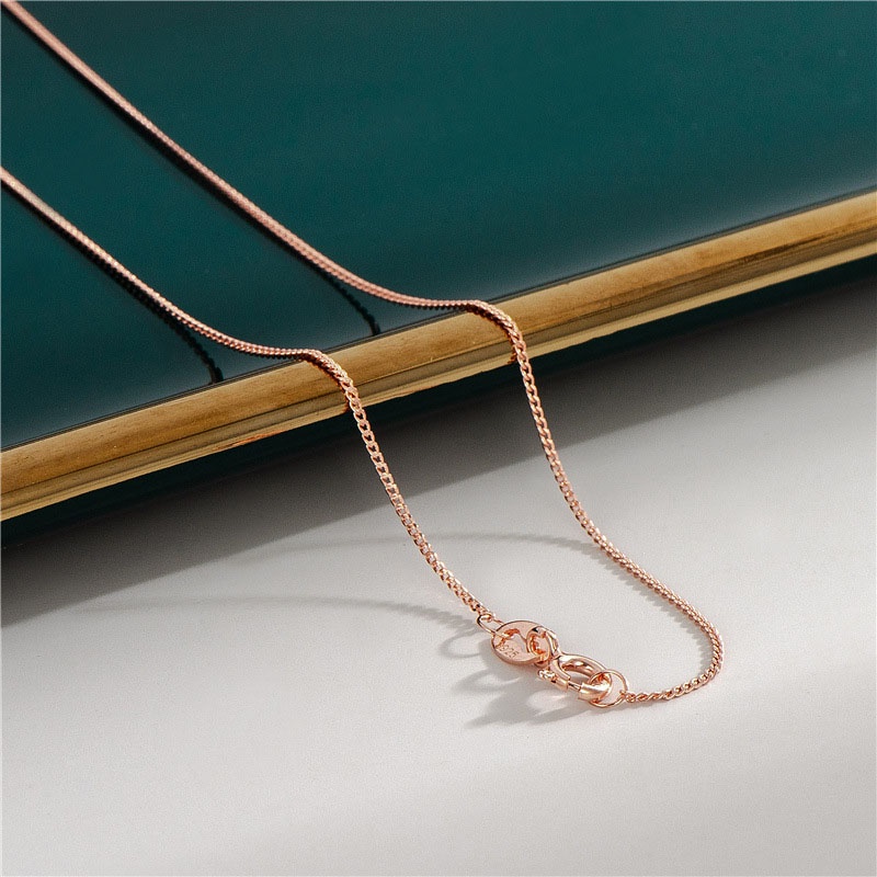 18K Rose-gold 7 gaya rantai 100% Nyata 925 rantai perak murni Desain Berbeda Disepuh Rose-Gold Kalung 40-45 cm 18K Emas Link Wanita di Korea Grosir sederhana