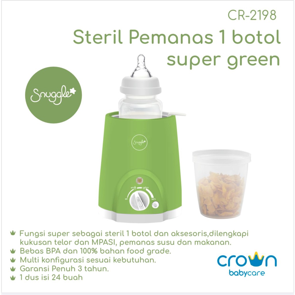 SNUGGLE BY CROWN CR2198 STERIL PEMANAS 1 BOTOL PEMANAS BOTOL SUSU ANAK ALAT STERIL PENGAHAT BOTOL SUSU