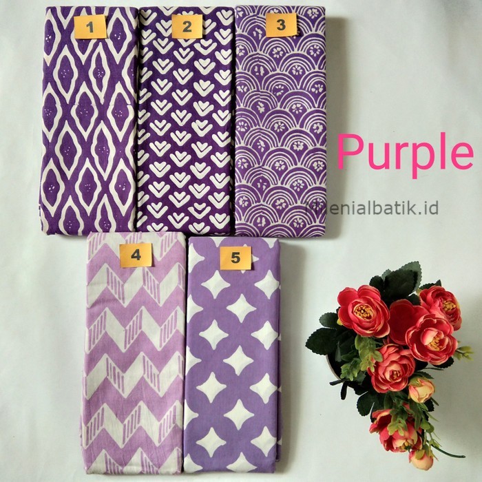 Jarit / Jarik / Kain Batik Cap Garutan Premium Modern Ungu Meteran U5