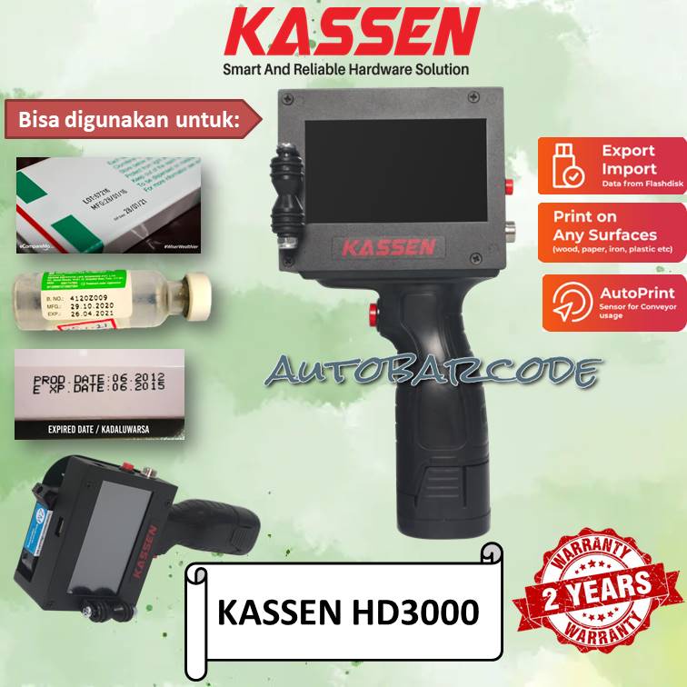 PRINTER HANDHELD HK300 INKJET KASSEN HD-3000 / HD3000 / HD 3000 PENCETAK TANGGAL KADALUWARSA