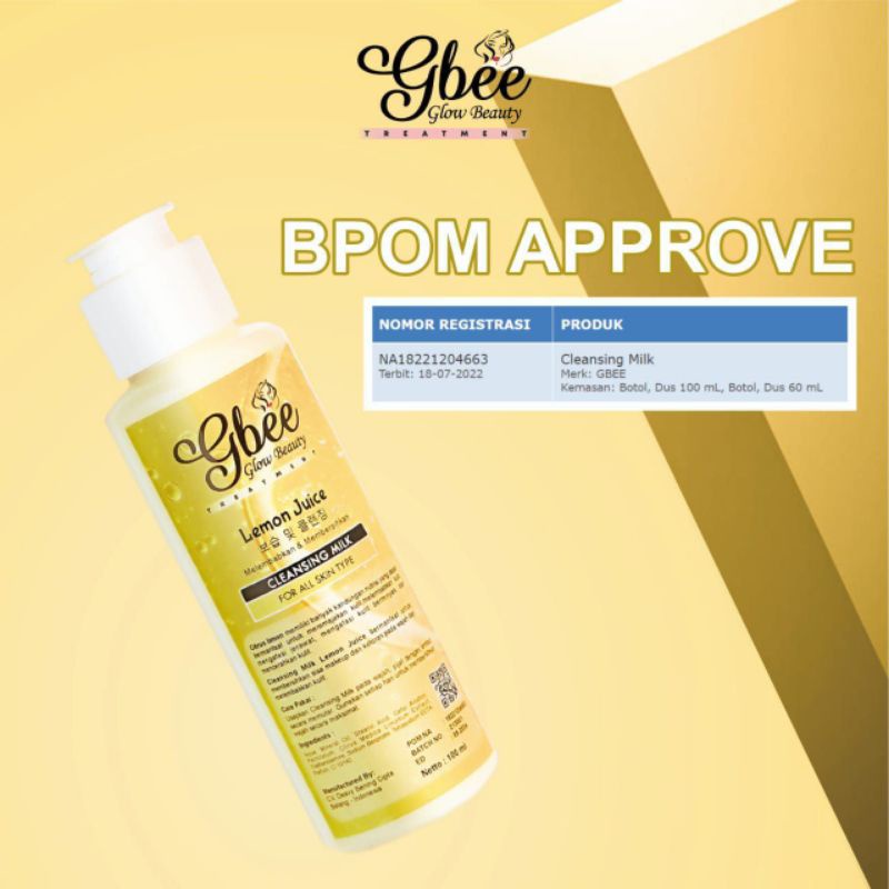 [New product] Clensing milk lemon juice gbee glow beauty pembersih debu kotoran cleanser milk lemon cleanser lemon gbee