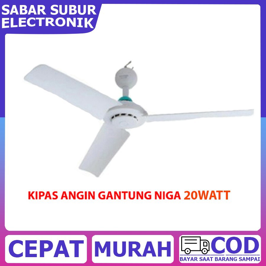 Kipas Angin Gantung Niga 20 Watt 3 Baling