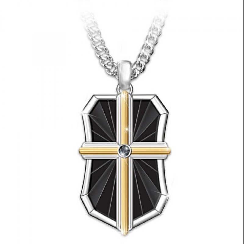 Kalung/aksesoris perhiasan antik cross pendant pria