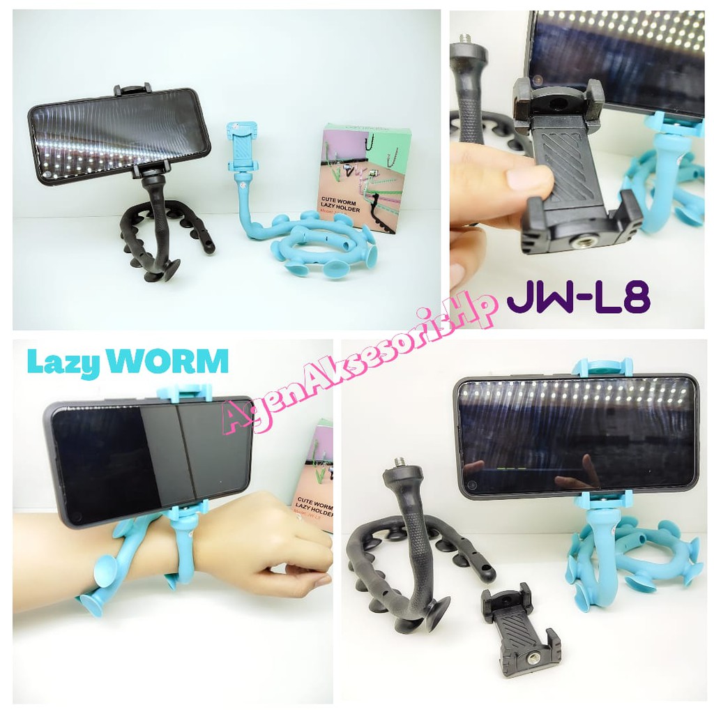 LAZY WORM Holder Lazypod Cacing Telescopic Size 7.4-10cm Universal Lazy Phone Holder Multifungsi