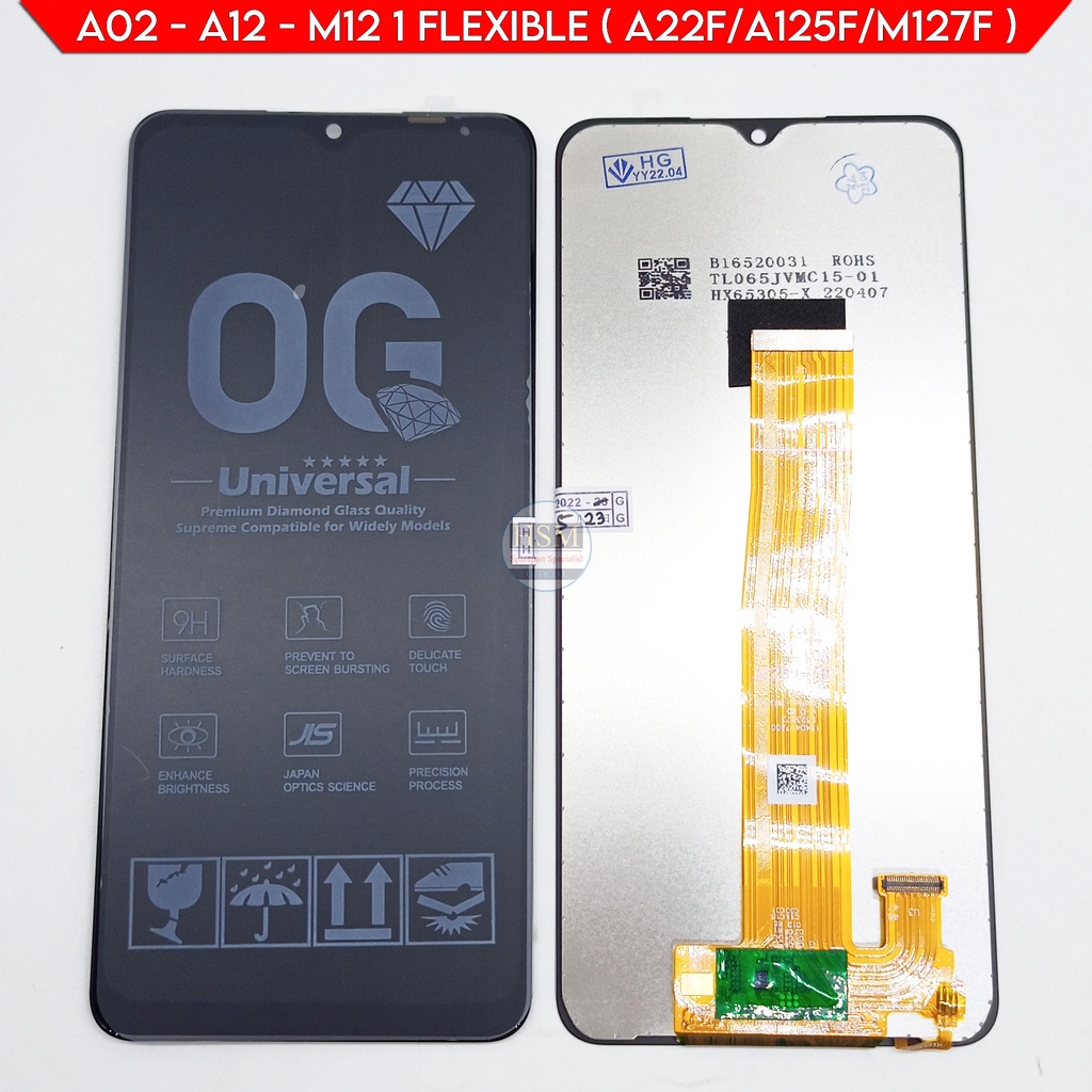 LCD SAMSUNG GALAXY A12/A125F/M12/M127F/A02/A022F SOCKET 1 FLEXIBLE FULLSET TOUCHSCREEN ORI OEM