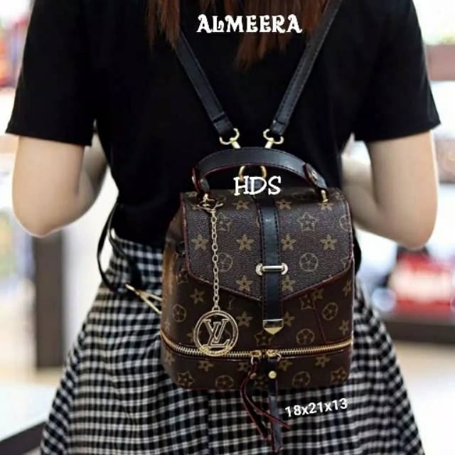 Tas punggung mini LV backpack kekinian multifungsi