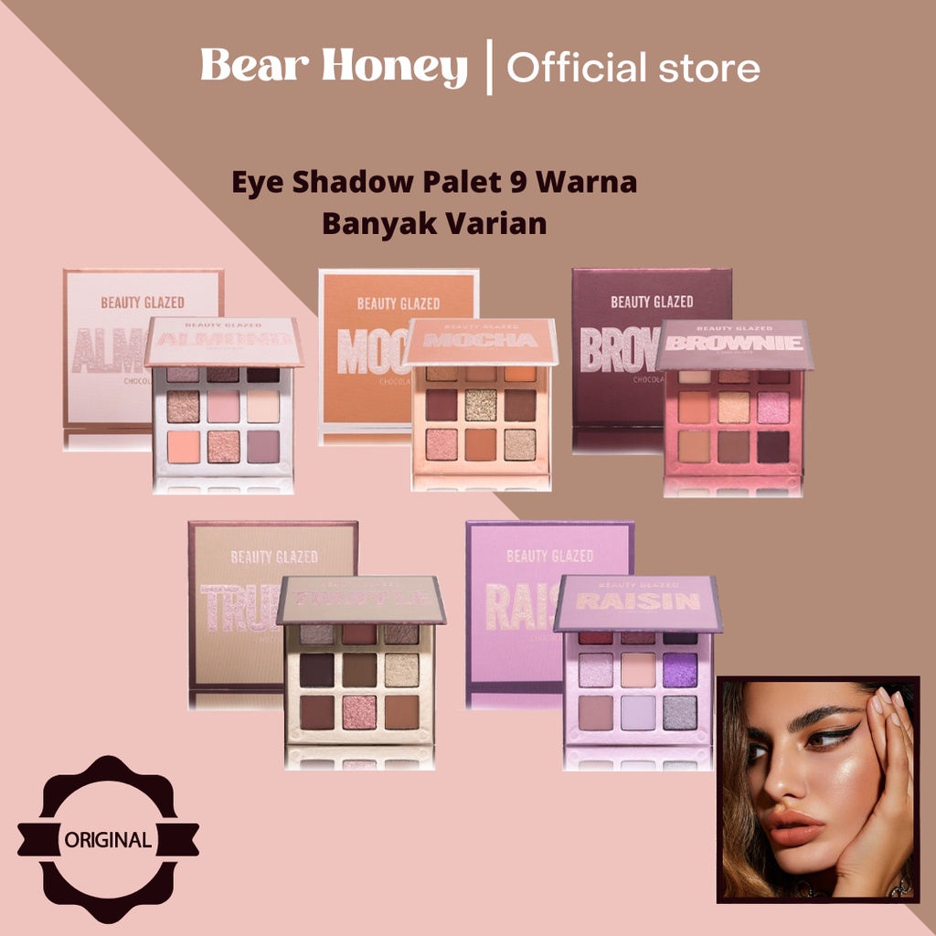 BEAUTY GLAZED 9 Warna Palet Eyeshadow Pigmented Kosmetik Riasan Mata Tahan Air