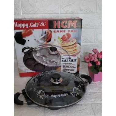 Panci Wajan Goreng MIRIP Happy call HC-8932 Bonus Tutup Kaca Wok Pan enamel anti lengket 32cm Serbag
