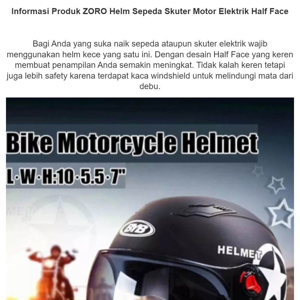 Helm Sepeda Skuter Motor Elektrik Half Face Helm Sepeda / Helm Skuter / Helm Skating Pelindung Kepala Outdoor