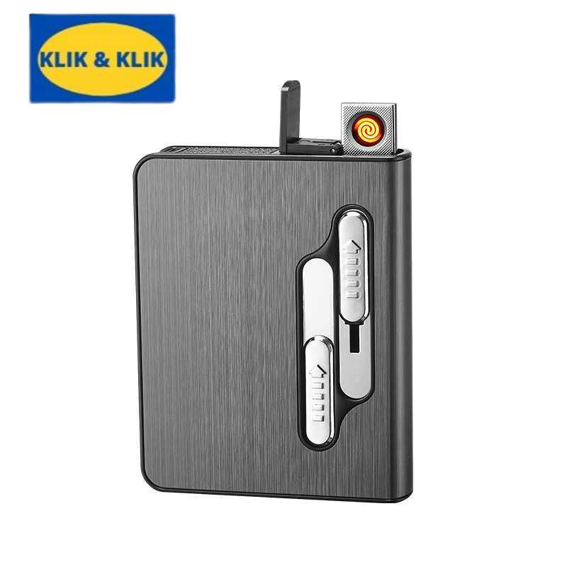 KLIK AND KLIK Henda Kotak Rokok 10 Slot dengan Korek Elektrik USB Rechargeable - A11