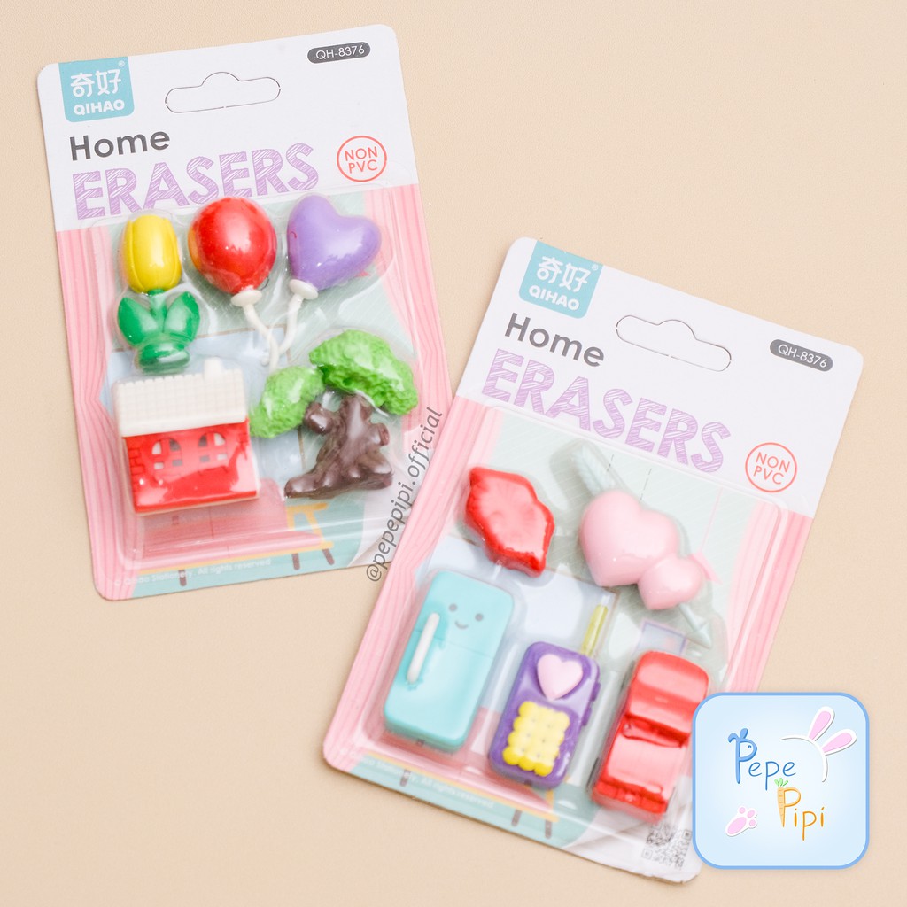 Penghapus Hao Home 3D Papan Eraser Setip Hapusan Home Mobil Pohon balon kulkas balon bunga