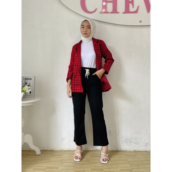 Chewid wely pants celana panjang kulot polos import-Hitam
