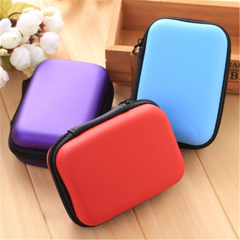 QUINTON 2.5&quot; HDD Bag Earphone Box Hard Disk Case EVA Storage Box Portable Cover External Drive Protector HDD Carry Case Multifunction Zipper Pouch/Multicolor