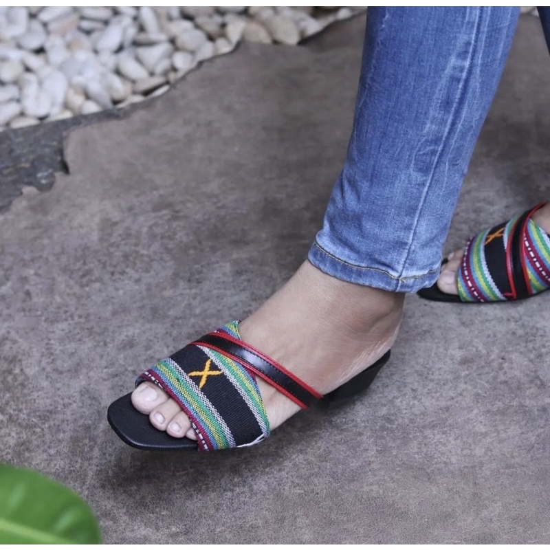 PROMO TERLARIS SEPATU WANITA DARI KULIT SAPI ASLI MOTIF TENUN / HEELS / SANDAL / FASHION WANITA