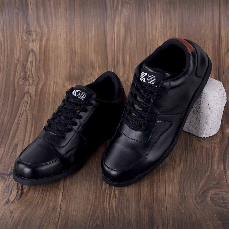 Sepatu Kasual Sneaker Pria BLACK Terbaru | Sepatu Formal Pria Pantofel Hitam Kulit Stylish Premium | Sepatu Pesta kantor Formal Sekolah Distro Mils Premium Exclusive Modern | Sepatu Casual Santai Kerja Kantor Series Street