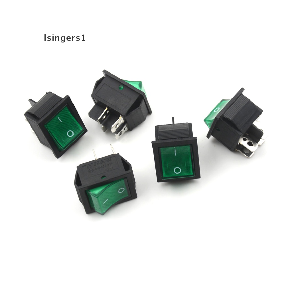 (lsingers1) 5pcs Saklar Rocker DPST 4 Pin ON / OFF 2 Posisi 16A / 250V KCD4-201