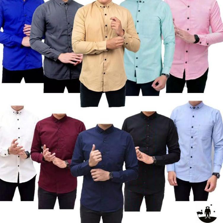 Kemeja Polos Pria Lengan Panjang Kemeja Pria Casual Distro Premium Quality