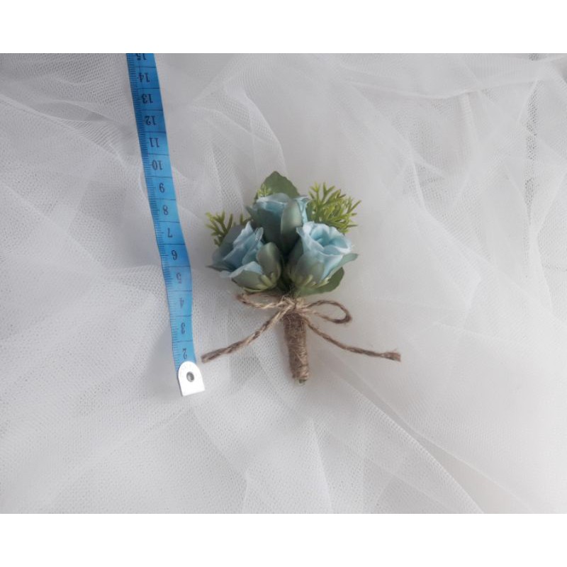 Corsage korsase bunga jas bunga dada pin bros penanda panitia-Rose biru B