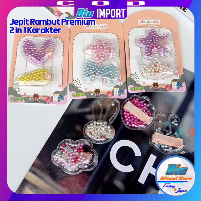 2 Pcs Jepit Rambut Transparan Karakter Premium Impor Best Seller