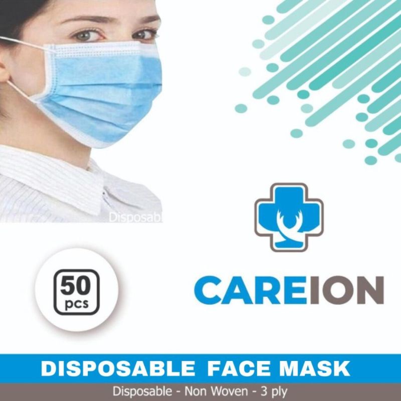 CARE ION DISPOSABLE  MASK MASKER MEDIS 3 PLY EARLOOP PREMIUM DAN MURAH